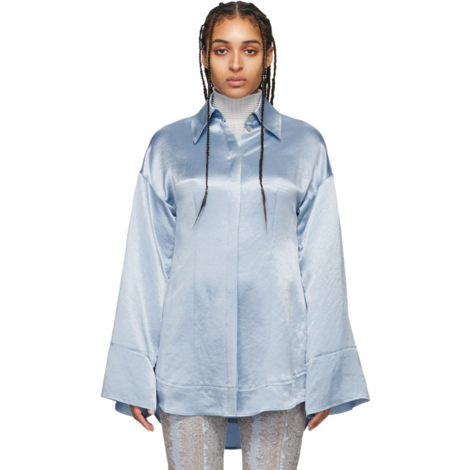 ACNE STUDIOS ACNE STUDIOS BLUE SATIN OVERSIZED SHIRT