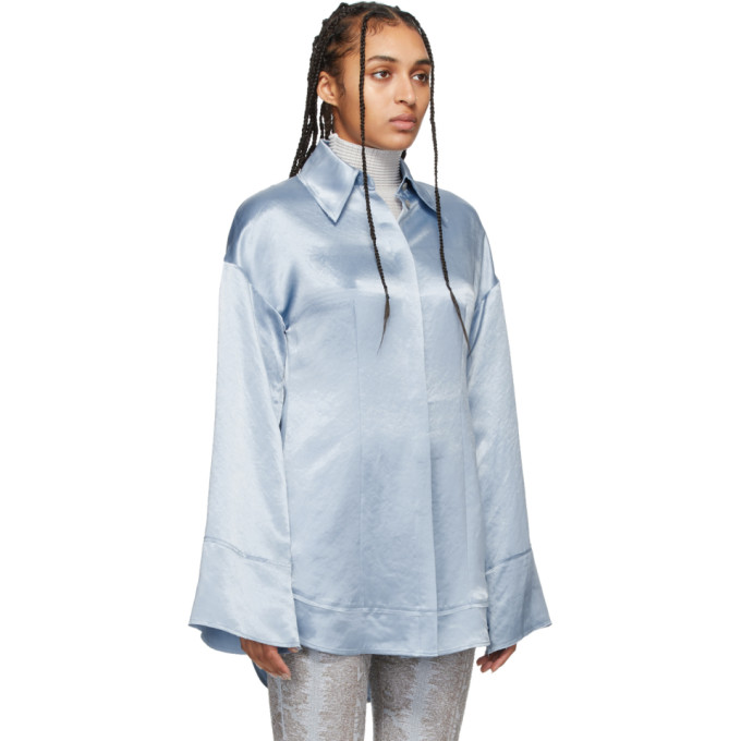 ACNE STUDIOS ACNE STUDIOS BLUE SATIN OVERSIZED SHIRT