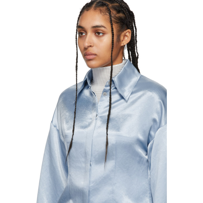 ACNE STUDIOS ACNE STUDIOS BLUE SATIN OVERSIZED SHIRT