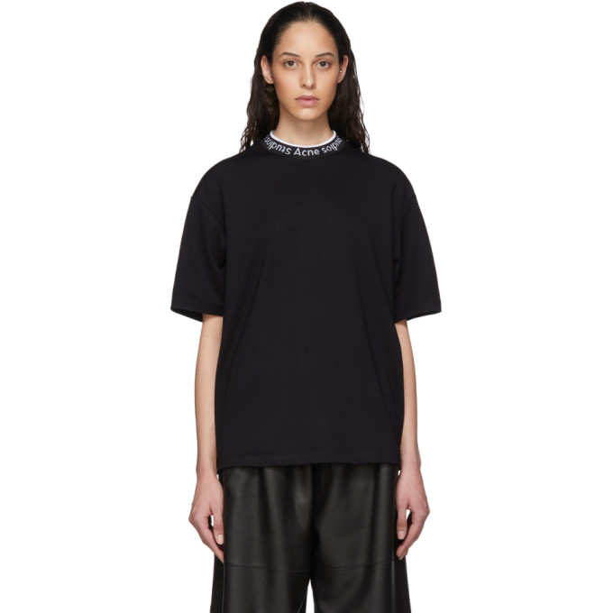 ACNE STUDIOS ACNE STUDIOS BLACK LOGO NECK T-SHIRT