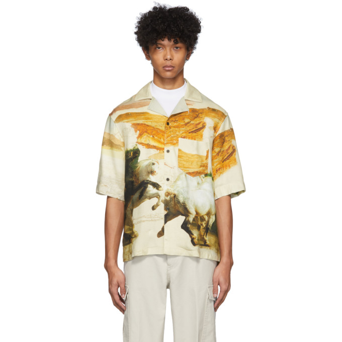 ACNE STUDIOS OFF-WHITE HORSE PRINT SHORT SLEEVE SHIRT