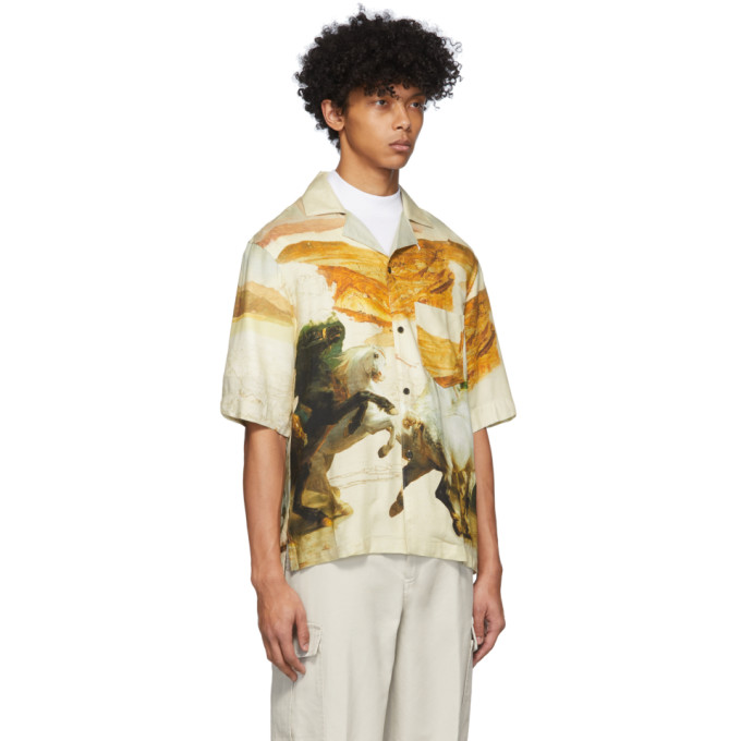 ACNE STUDIOS ACNE STUDIOS OFF-WHITE HORSE PRINT SHORT SLEEVE SHIRT