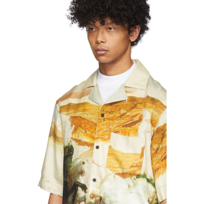 ACNE STUDIOS ACNE STUDIOS OFF-WHITE HORSE PRINT SHORT SLEEVE SHIRT