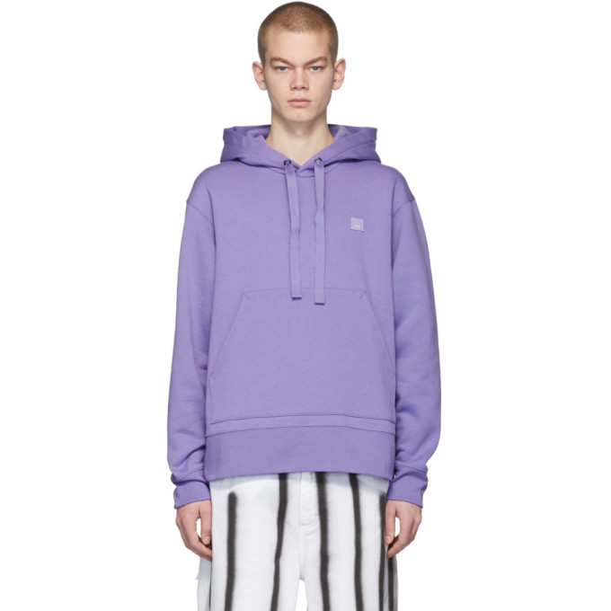 Acne Studios Logo-appliquéd Mélange Fleece-back Cotton-jersey Hoodie In Purple