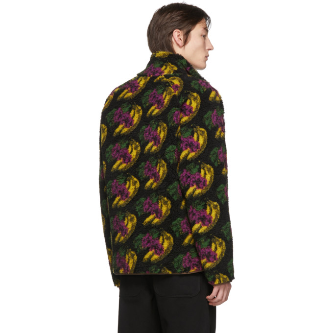 ACNE STUDIOS ACNE STUDIOS BLACK SHERPA FRUIT ZIP-UP SWEATER