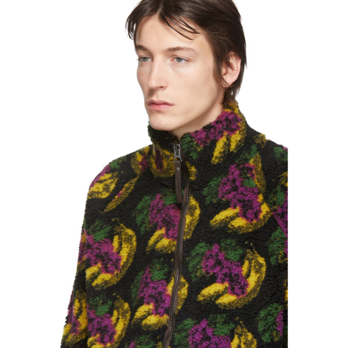 ACNE STUDIOS ACNE STUDIOS BLACK SHERPA FRUIT ZIP-UP SWEATER