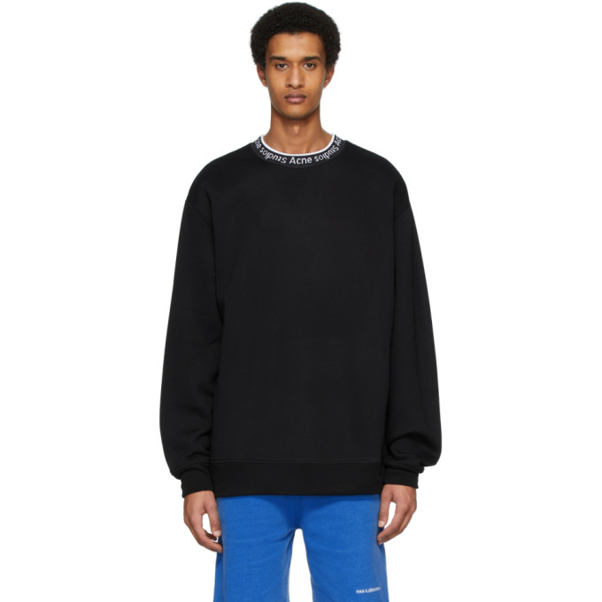 ACNE STUDIOS ACNE STUDIOS BLACK LOGO NECK SWEATSHIRT