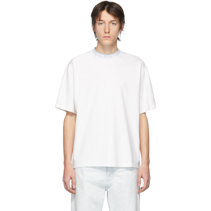 ACNE STUDIOS WHITE LOGO NECK T-SHIRT