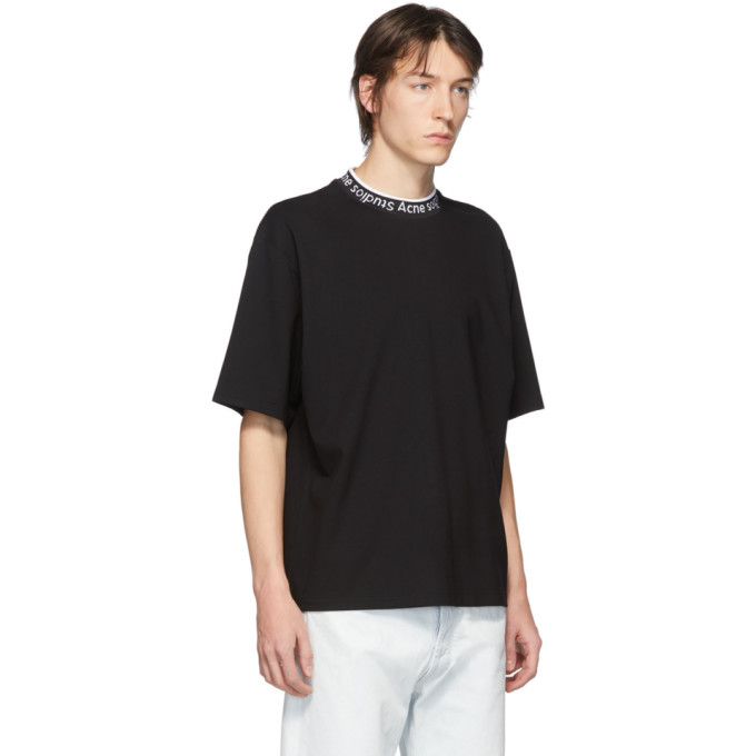 ACNE STUDIOS ACNE STUDIOS BLACK LOGO NECK T-SHIRT