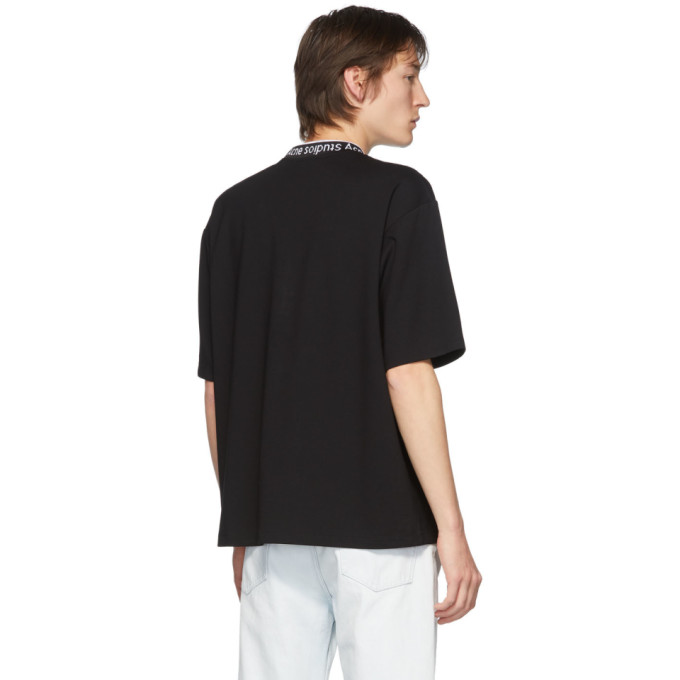 ACNE STUDIOS ACNE STUDIOS BLACK LOGO NECK T-SHIRT