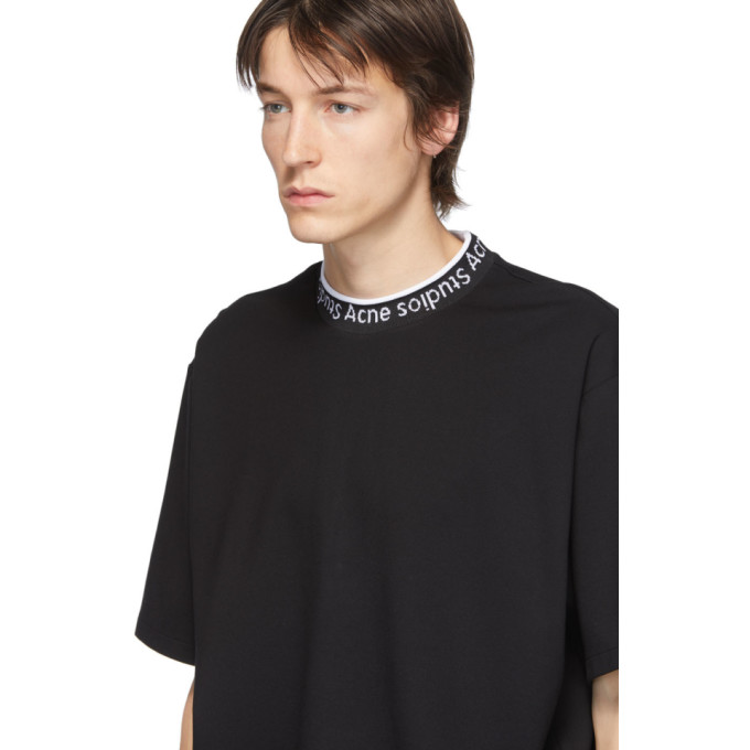 ACNE STUDIOS ACNE STUDIOS BLACK LOGO NECK T-SHIRT