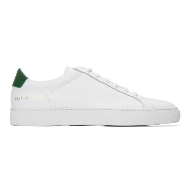 COMMON PROJECTS COMMON PROJECTS WHITE AND GREEN RETRO LOW SNEAKERS