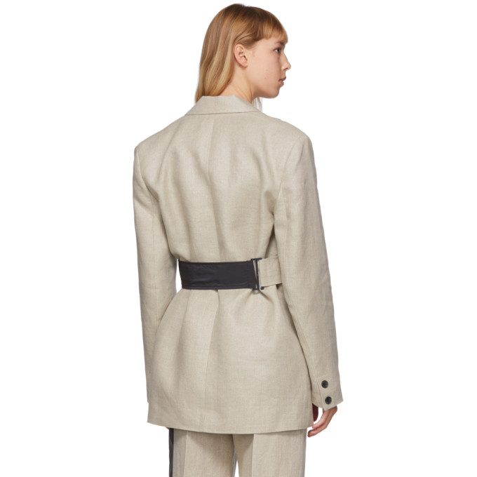 GANNI GANNI OFF-WHITE LINEN BLAZER