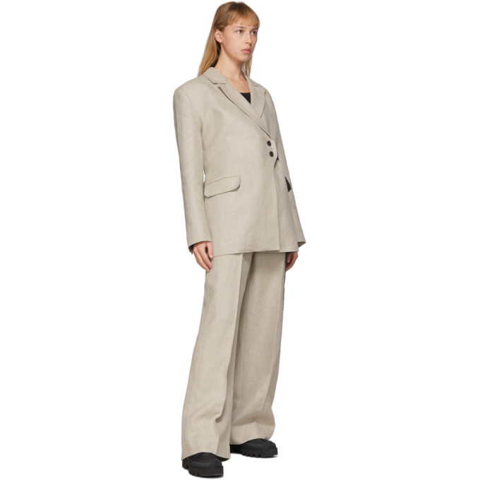 GANNI GANNI OFF-WHITE LINEN BLAZER