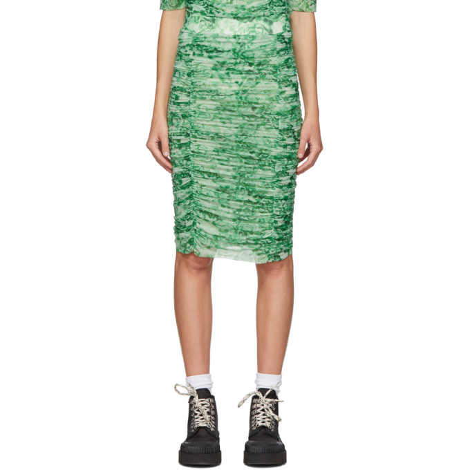 Ganni Green Floral Skirt In 778 Island