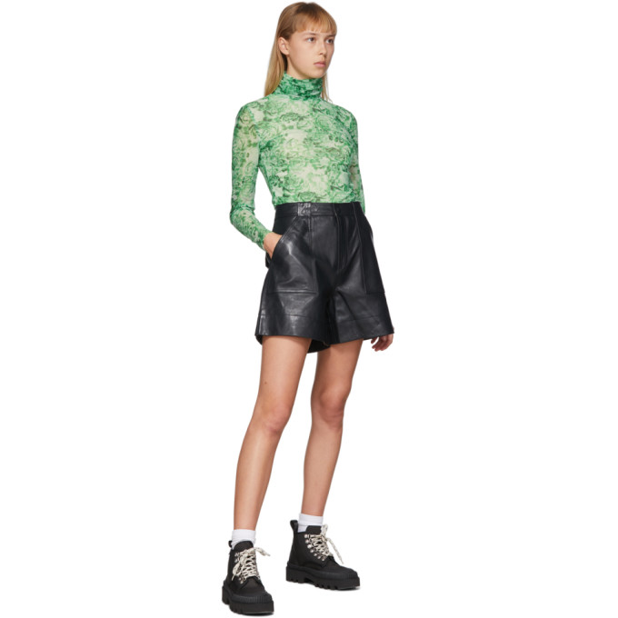 GANNI GANNI GREEN MESH FLORAL TURTLENECK