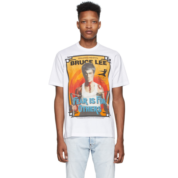 DSQUARED2 DSQUARED2 WHITE BRUCE LEE SLOUCH FIT T-SHIRT