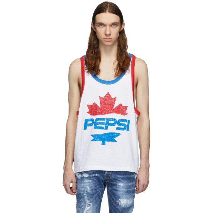 DSQUARED2 DSQUARED2 WHITE PEPSI EDITION COOL FIT TANK TOP