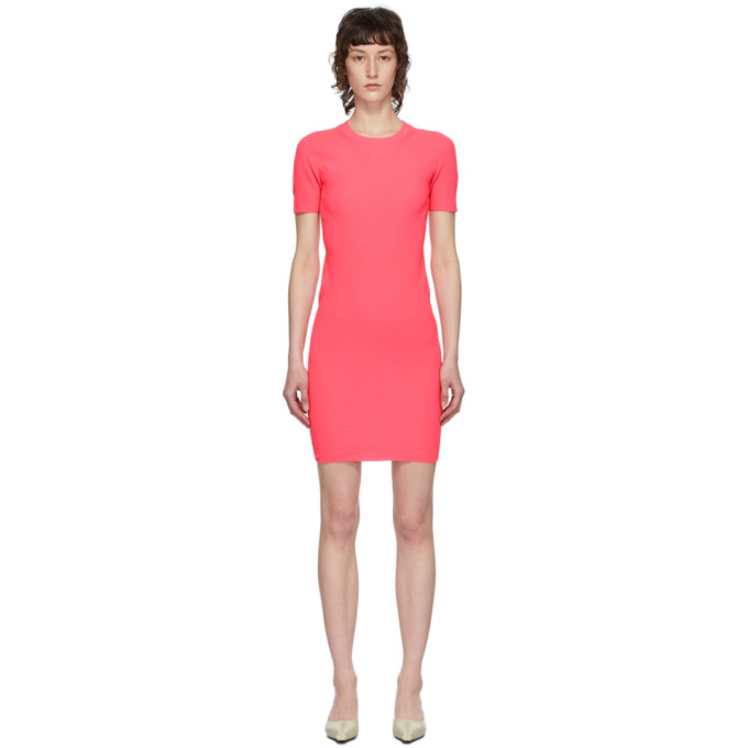 pink neon t shirt dress