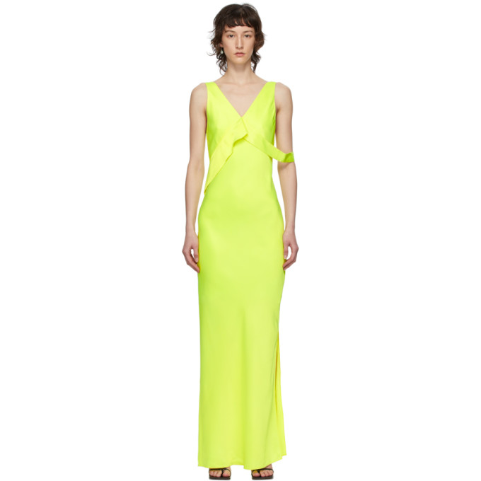 HELMUT LANG HELMUT LANG YELLOW DOUBLE SATIN SASH DRESS