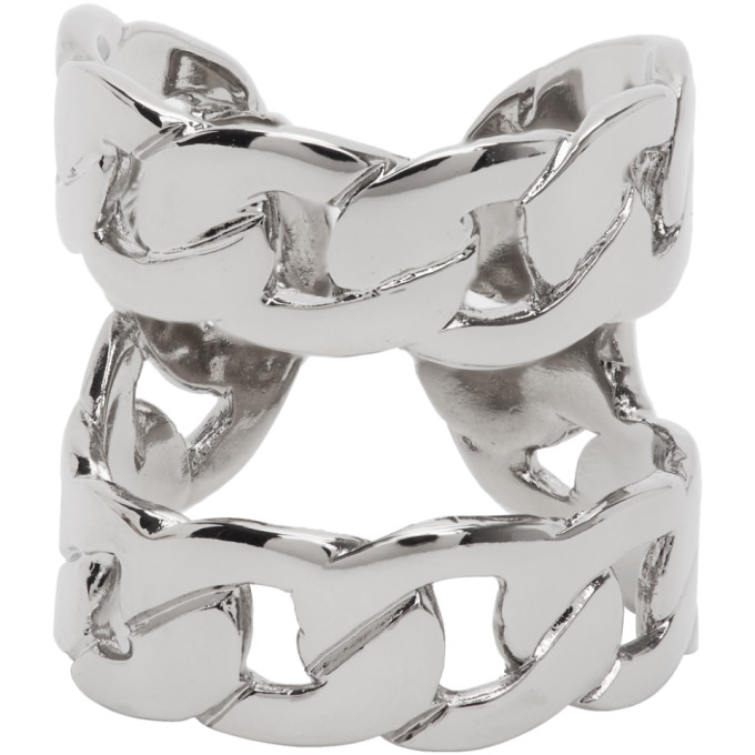 Maison Margiela Silver Chain Ring In 951 Silver