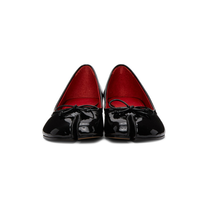 MAISON MARGIELA BLACK PATENT TABI BALLERINA HEELS