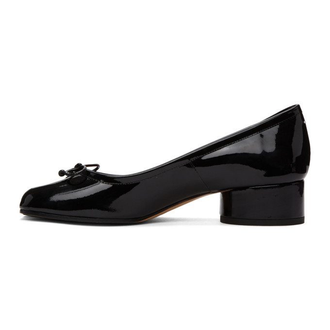 MAISON MARGIELA BLACK PATENT TABI BALLERINA HEELS