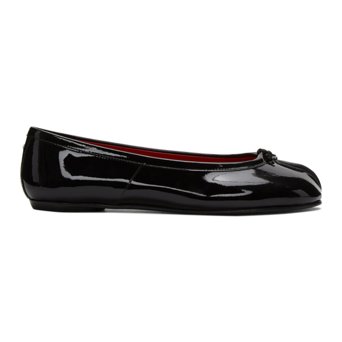 black patent leather flats