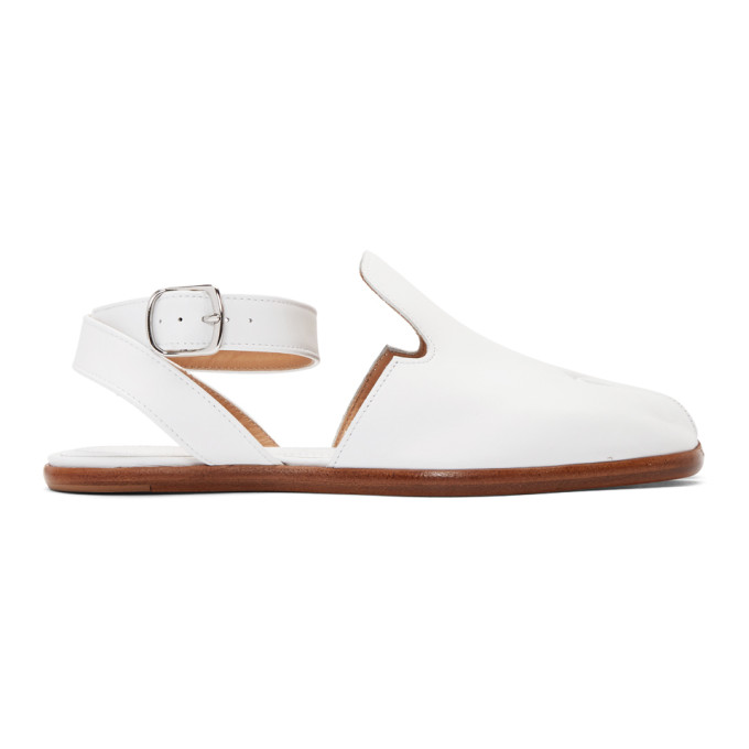 Maison Margiela White Open Back Tabi Loafers In T1003 White