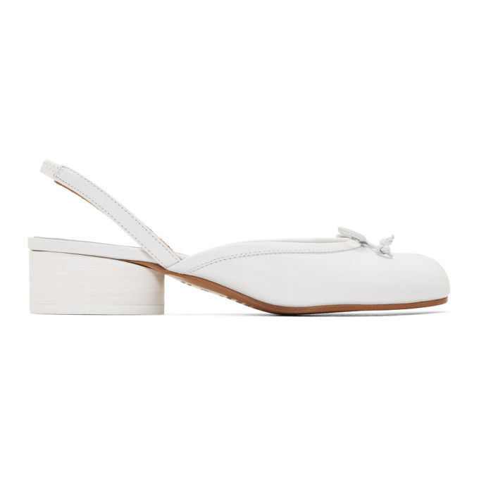 MAISON MARGIELA WHITE TABI SLINGBACK HEELS