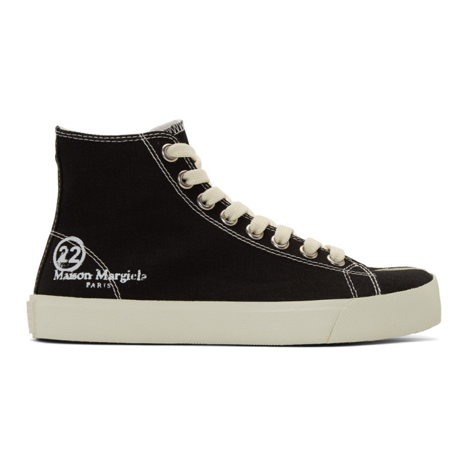 MAISON MARGIELA Black Canvas Tabi High-Top Sneakers