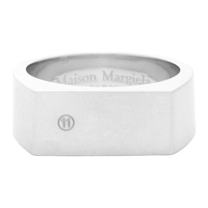 Maison Margiela Silver Logo Ring In 951 Silver