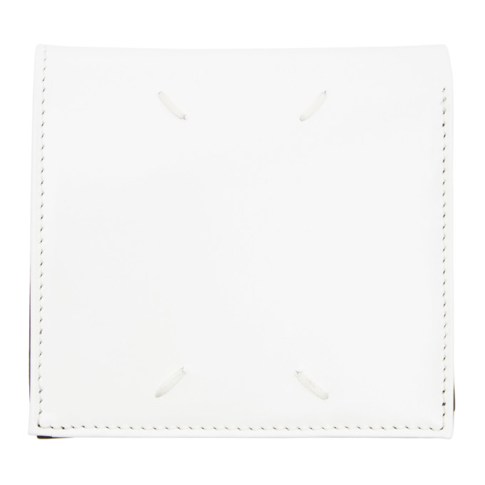 MAISON MARGIELA MAISON MARGIELA WHITE AND BLACK CALFSKIN ZIP WALLET