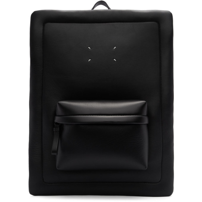 black square leather backpack
