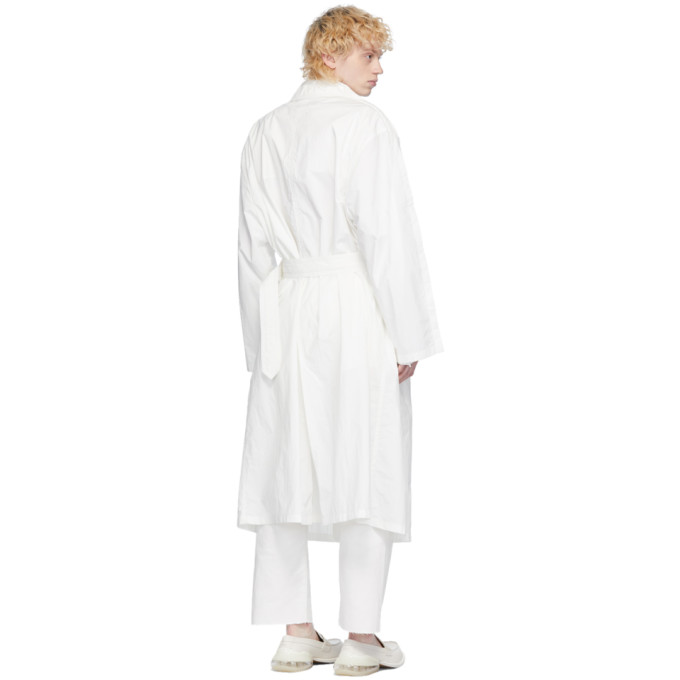 MAISON MARGIELA MAISON MARGIELA OFF-WHITE NYLON DOUBLE-BREASTED COAT