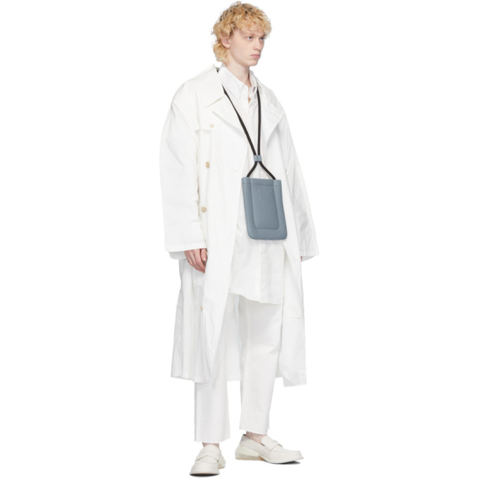 MAISON MARGIELA MAISON MARGIELA OFF-WHITE NYLON DOUBLE-BREASTED COAT