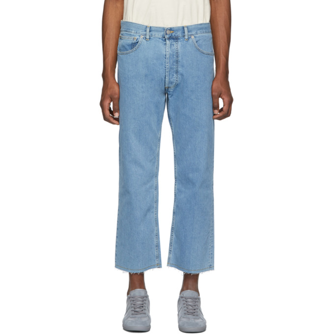 Maison Margiela Blue Denim Stonewashed Jeans In 468medindig