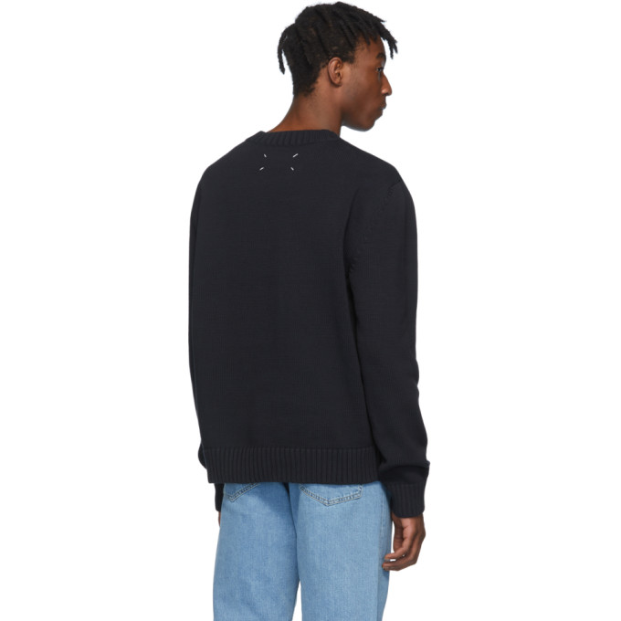 MAISON MARGIELA MAISON MARGIELA BLACK AND OFF-WHITE MEMORY OF LABEL SWEATER