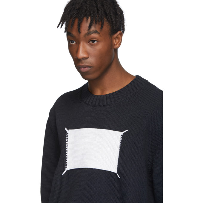 MAISON MARGIELA MAISON MARGIELA BLACK AND OFF-WHITE MEMORY OF LABEL SWEATER