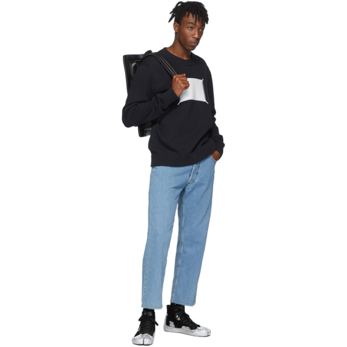 MAISON MARGIELA MAISON MARGIELA BLACK AND OFF-WHITE MEMORY OF LABEL SWEATER