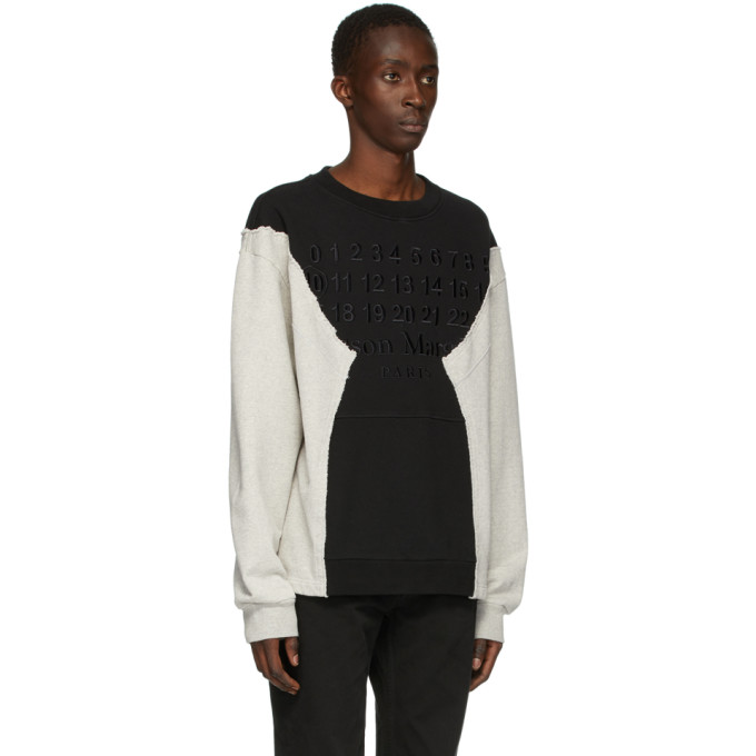 MAISON MARGIELA MAISON MARGIELA GREY AND BLACK EMBROIDERED LOGO SWEATSHIRT