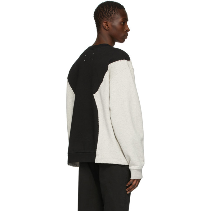 MAISON MARGIELA MAISON MARGIELA GREY AND BLACK EMBROIDERED LOGO SWEATSHIRT