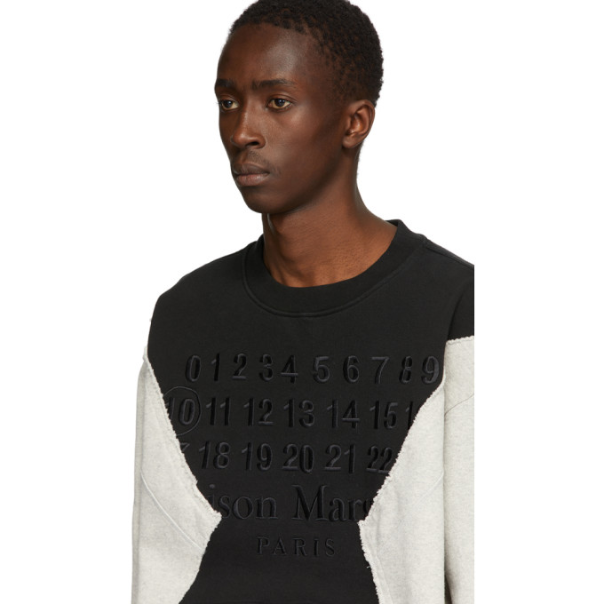 MAISON MARGIELA MAISON MARGIELA GREY AND BLACK EMBROIDERED LOGO SWEATSHIRT