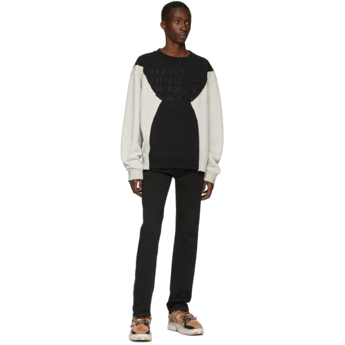 MAISON MARGIELA MAISON MARGIELA GREY AND BLACK EMBROIDERED LOGO SWEATSHIRT
