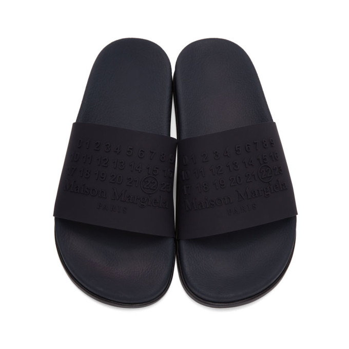 MAISON MARGIELA MAISON MARGIELA NAVY LOGO POOL SLIDES