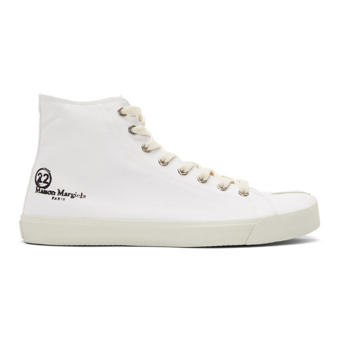 MAISON MARGIELA MAISON MARGIELA WHITE CANVAS TABI HIGH-TOP SNEAKERS