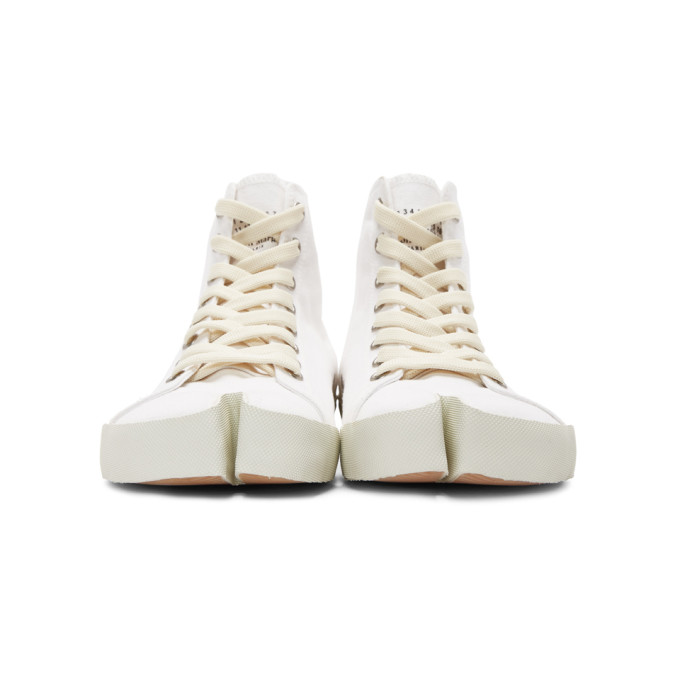 MAISON MARGIELA MAISON MARGIELA WHITE CANVAS TABI HIGH-TOP SNEAKERS