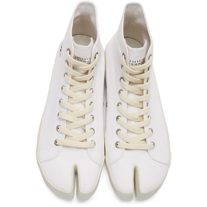MAISON MARGIELA MAISON MARGIELA WHITE CANVAS TABI HIGH-TOP SNEAKERS