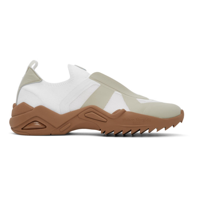 MAISON MARGIELA MAISON MARGIELA WHITE AND BEIGE RETRO-FIT REPLICA SNEAKERS