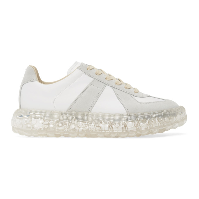 MAISON MARGIELA MAISON MARGIELA WHITE AND GREY CAVIAR REPLICA SNEAKERS